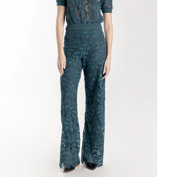 NWT Especia Lace Jade Foliage Maxi Pants for Women. Size Medium - Picture 2 of 6